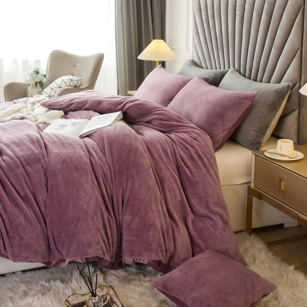 2/3pcs Velvet Shaggy Duvet Cover Set Ultra Soft Fluffy Duvet Cover Bedding Set