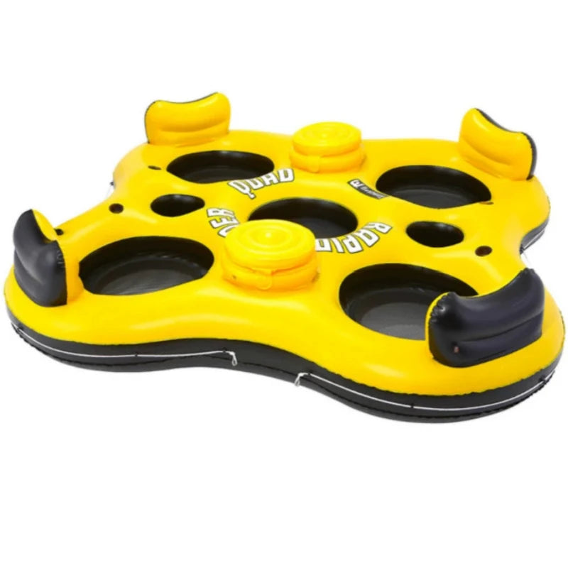 4 People Inflatable Island Water Floating Boat Bed Row Dock Floats Floating Rest Deck Row For Swimming Water Chaise