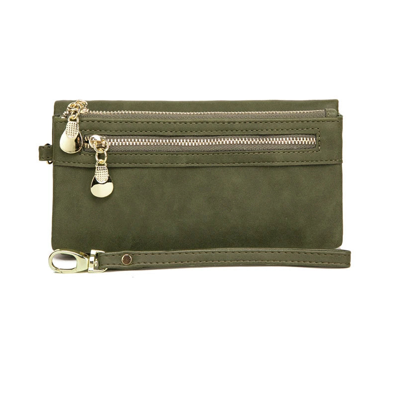 Picture Wallet High Capacity Fashion Women Wallets Long Dull Polish PU Leather Wallet Female Customize Double Zipper Clutch