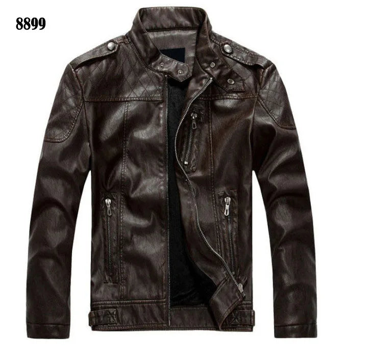 Men PU Leather Jackets New Motorcycle Men's Cotton Coat Autumn Winter Fleece Leather Jacket Jaqueta De Couro Masculina Casual
