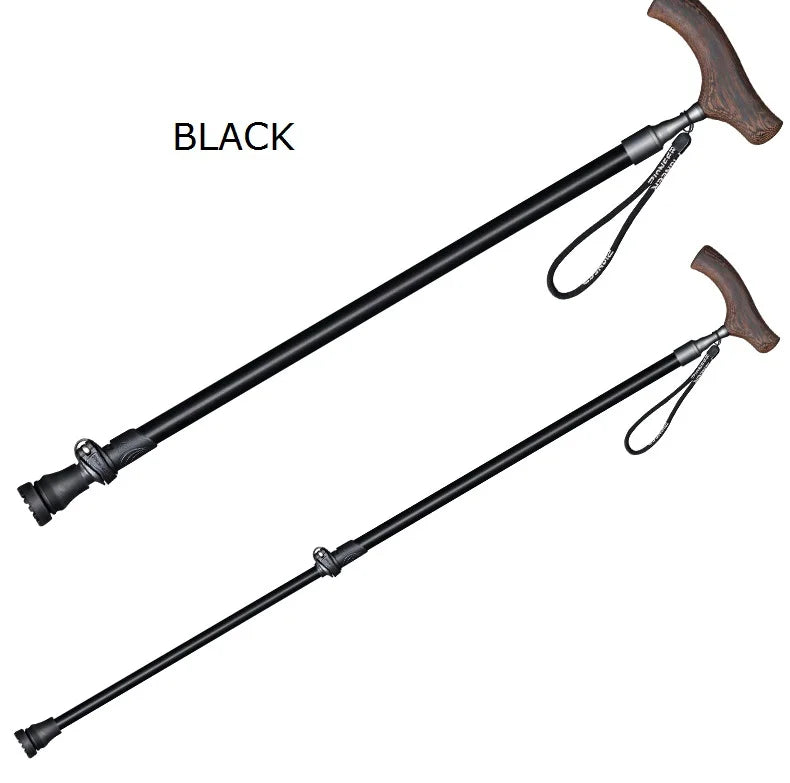 Pioneer 1 Pcs Aluminum Walking Sticks Ultralight T Handle Trekking Pole Quick Locking Anti-Slip Cane 2 Sections For Elderly