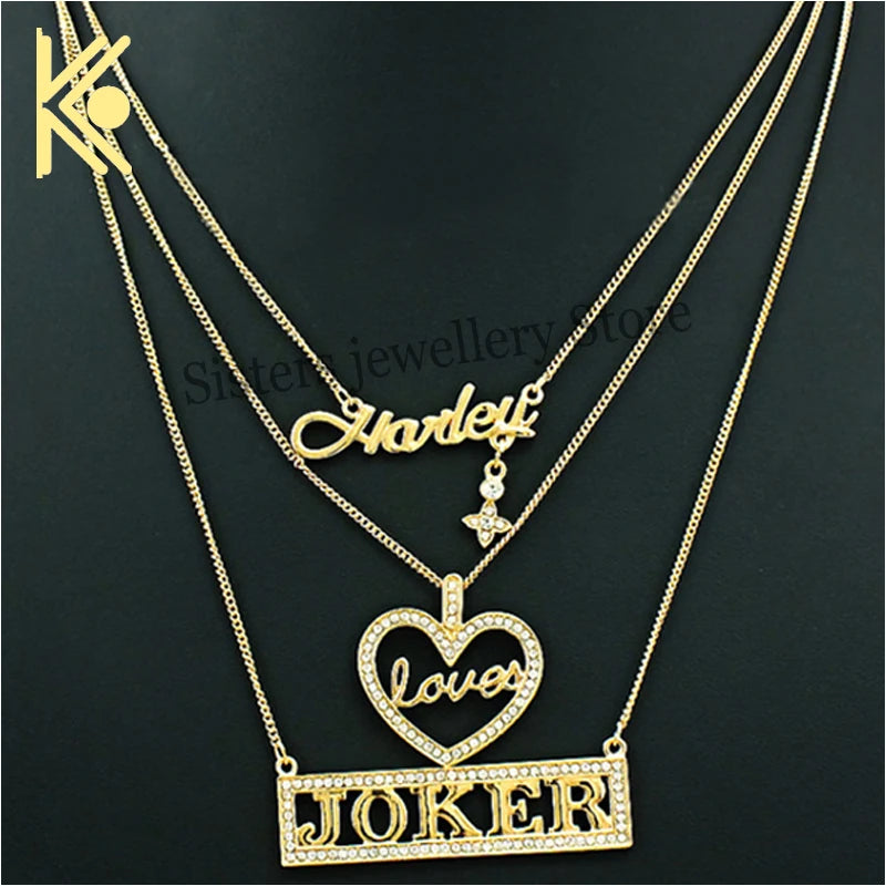 Drop Shipping Suicide Squads Jewelry Charm Jewelry Crystal Necklace Joker Necklace Lovers Necklace Wedding Jewelry