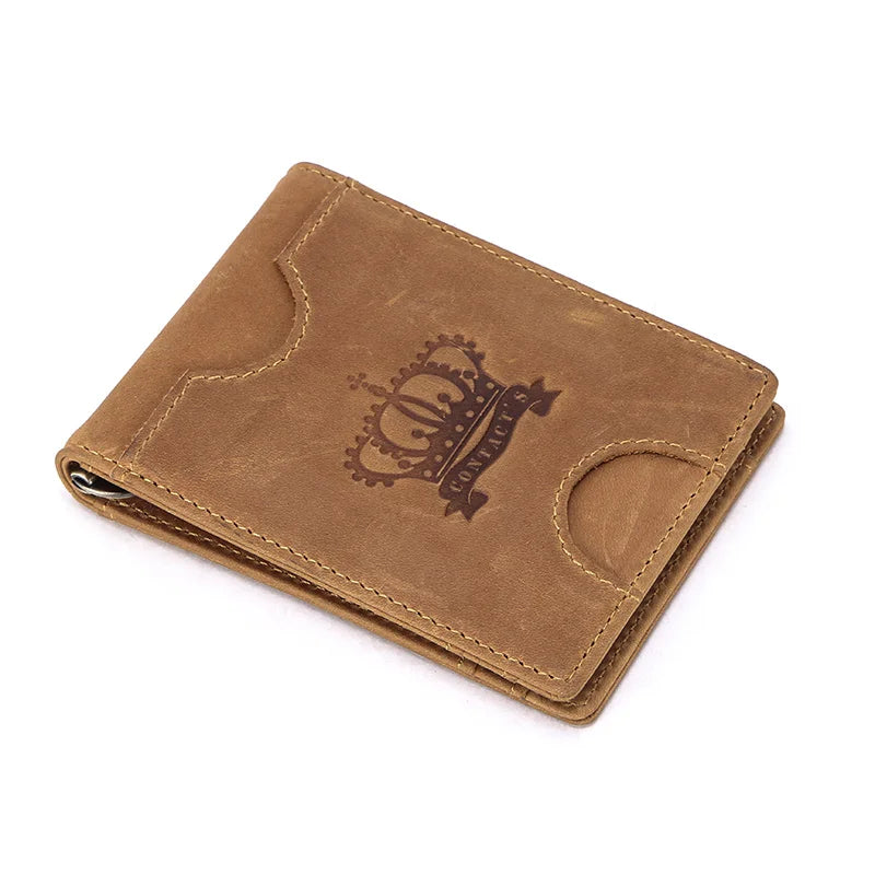 CONTACT'S men RFID Genuine Leather Card Wallet Slim Bifold Money Clip Mini Purse Women Men Money Coin bag card holder pocket