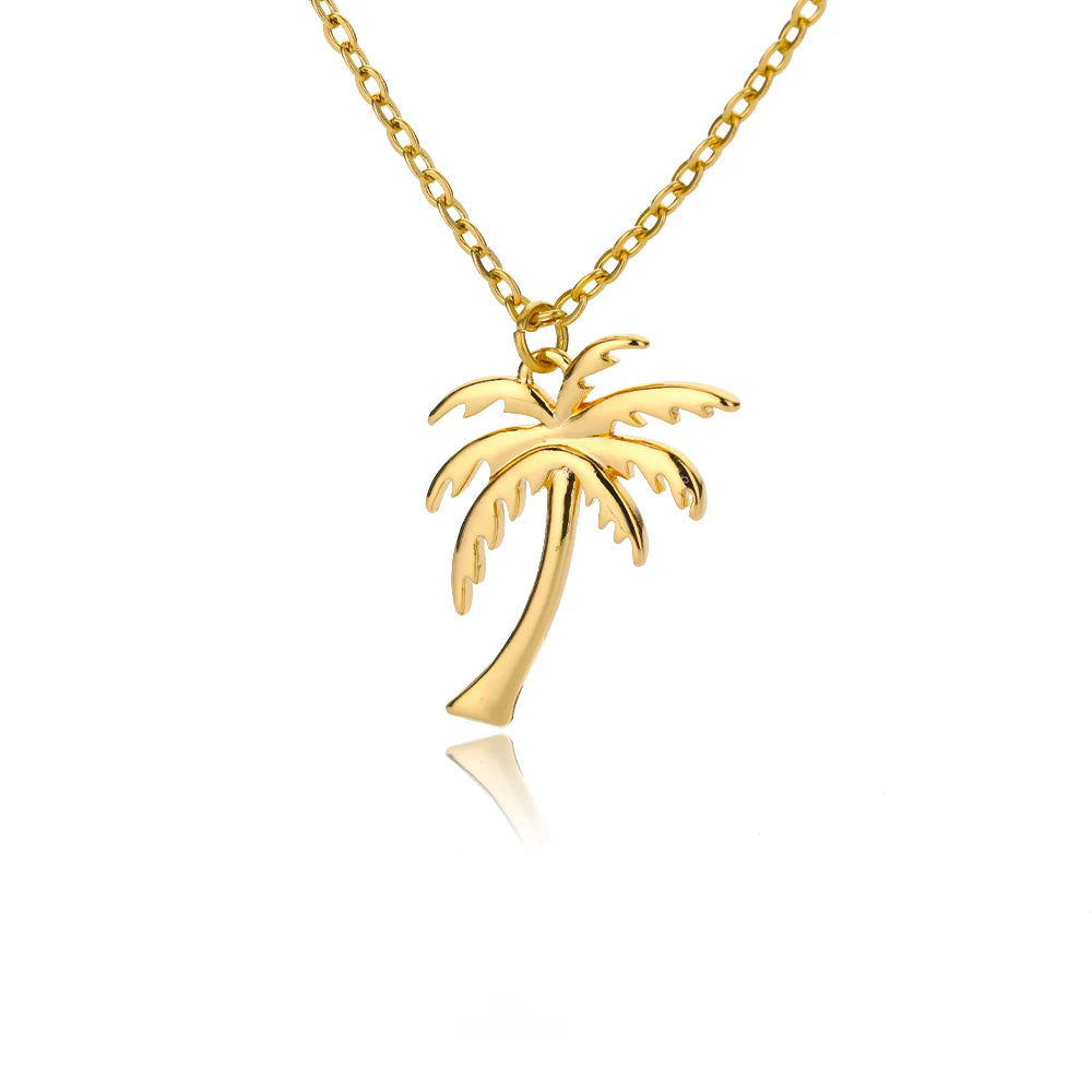Palm Tree Pendant Necklace for Women Men Goth Aesthetic Coconut Tree Choker Chain Necklace Stainless Steel Jewelry Gifts