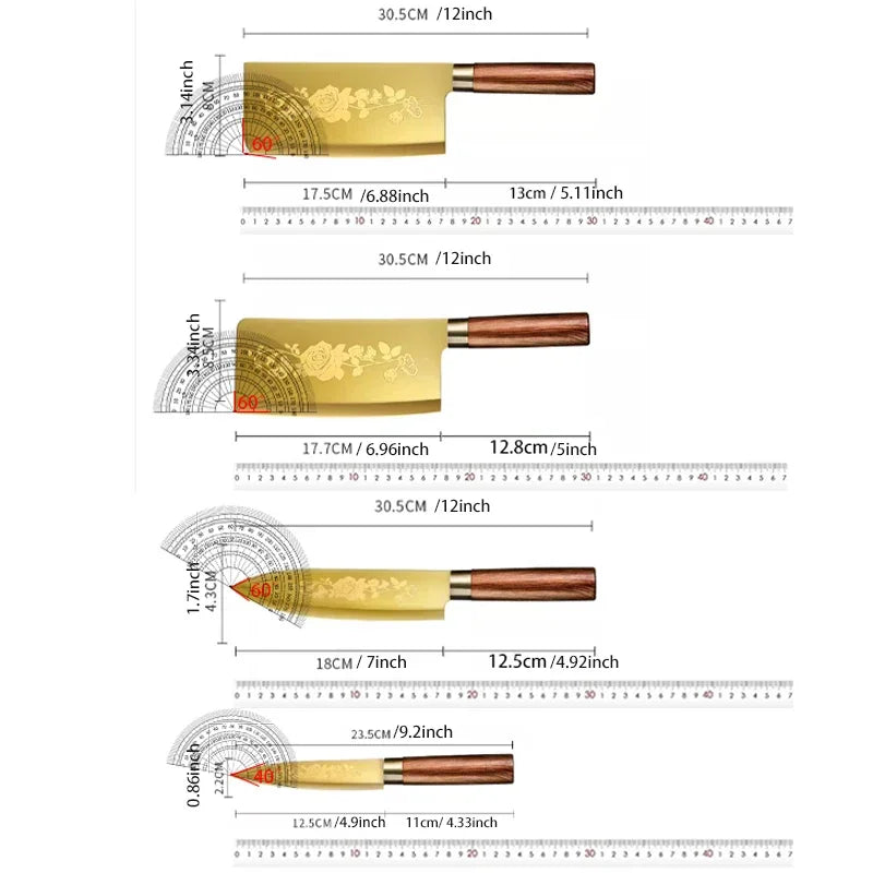 Titanium plated kitchen knives, professional chef knives, sharp bone knives,bacteria and corrosion resistant,kitchen accessories