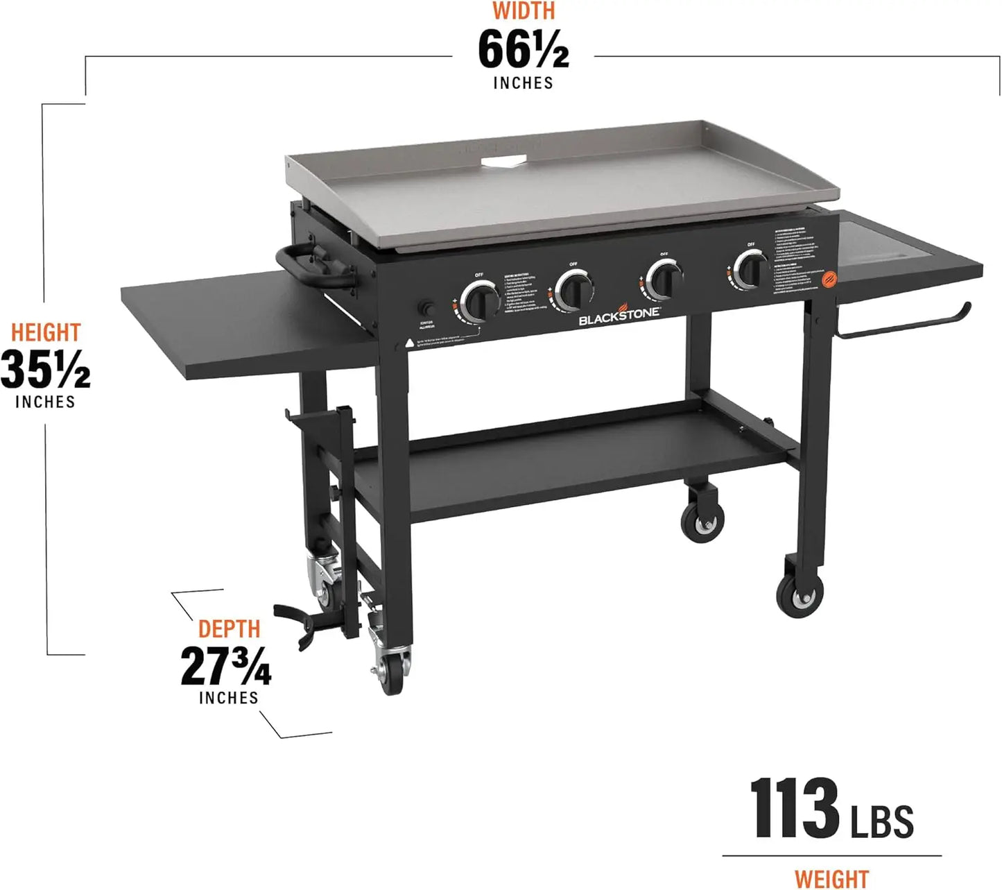Cooking Station 4 Burner Propane Fuelled Restaurant Grade Professional 36 Inch Outdoor Flat Top Gas Griddle