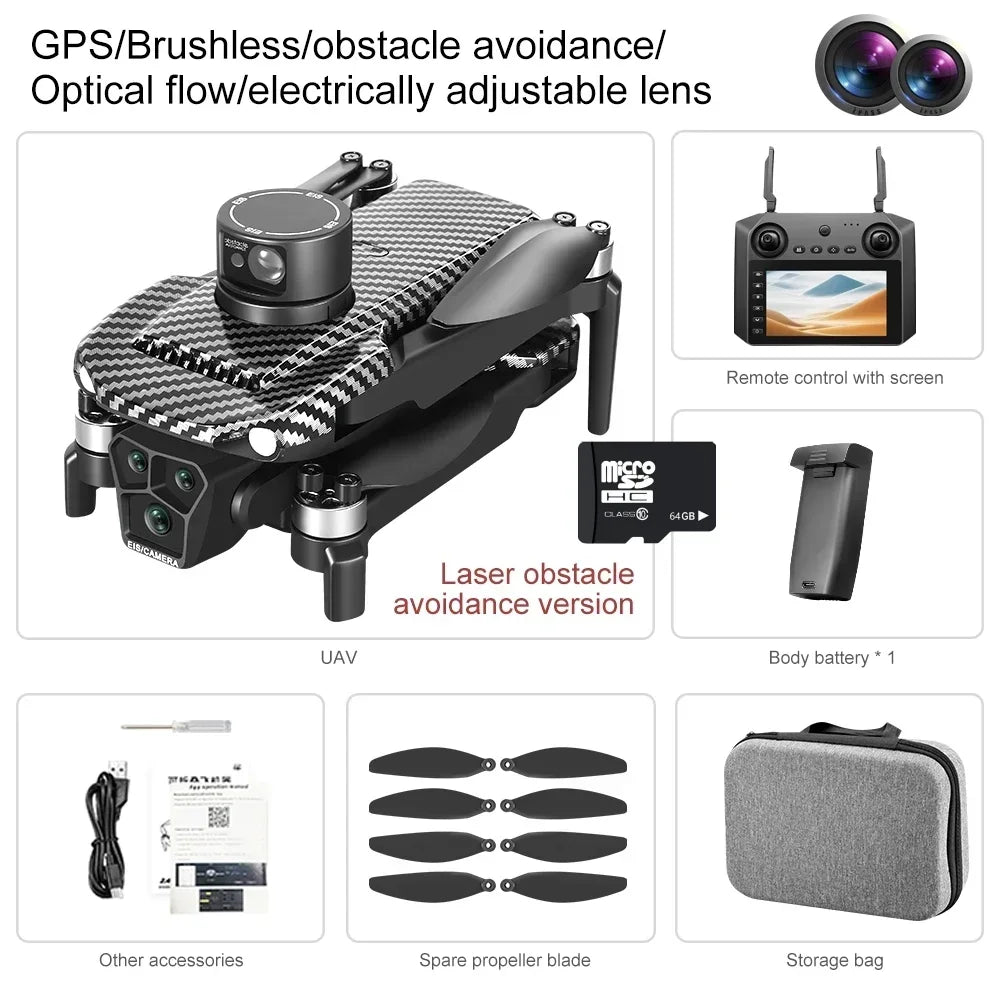 GPS Drone With 4.5inch LCD Remote Control Toys Brushless Motor RC Quadcopter 5G Digital Transmission 4K Drone With Camera U198