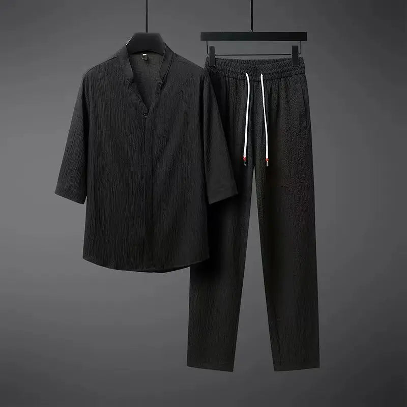 Summer Men Shirts+Pants Two Piece Sets Tracksuit Men Fashion Clothing Harajuku Style Fashion Loose Fit Sweatsuit set