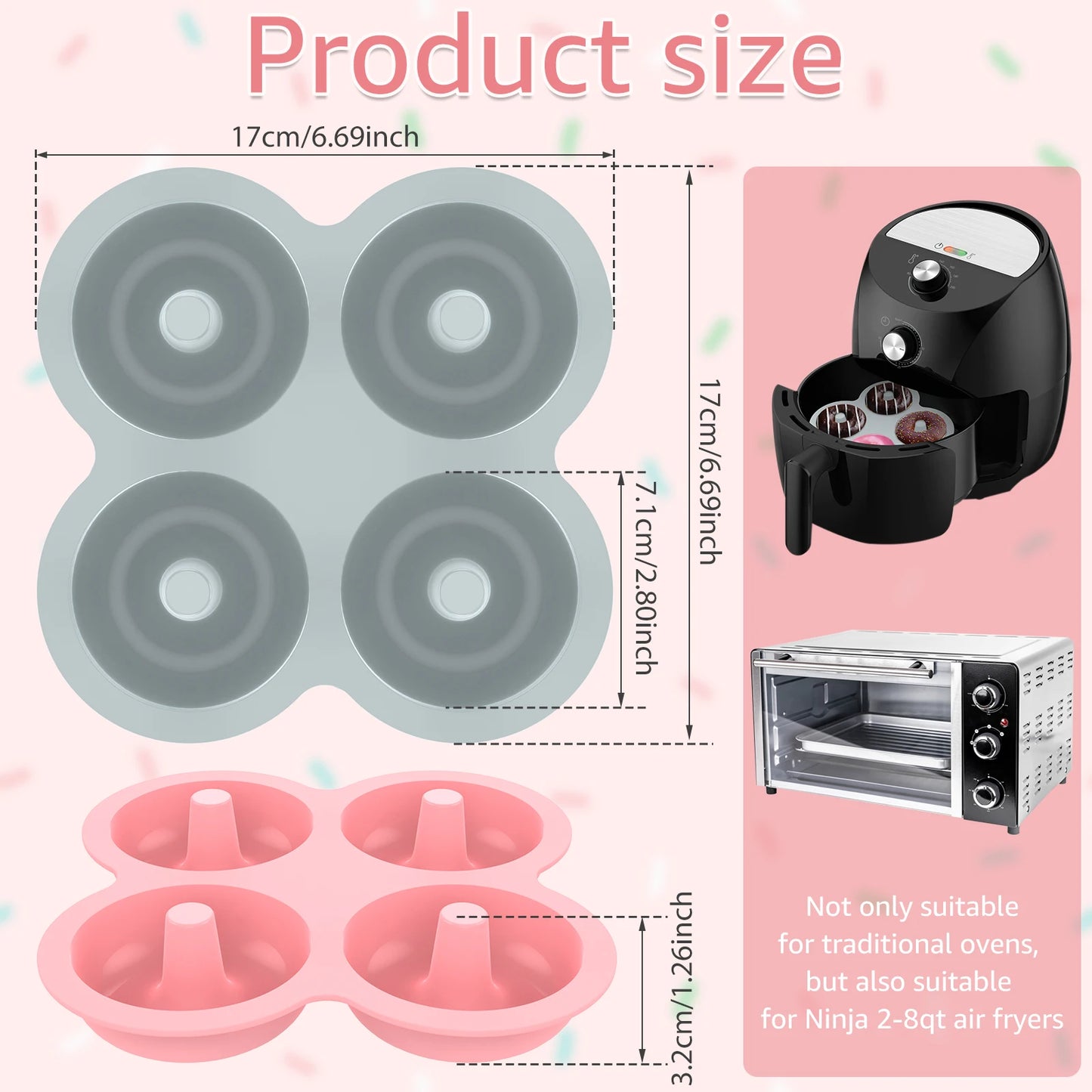 20/4pc Donut Mold Silicone Baking Pan Non-Stick Baking Pastry Chocolate Cake Dessert Tray Kitchen DIY Bagels Muffins Donut Mould
