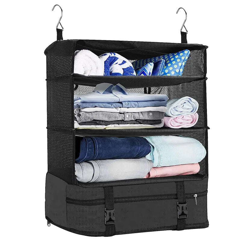 New Multi-functional Clothes Storage Organizer 3-layer Hanging Bag Travel Storage Bag Closet Clothing Luggage Organization