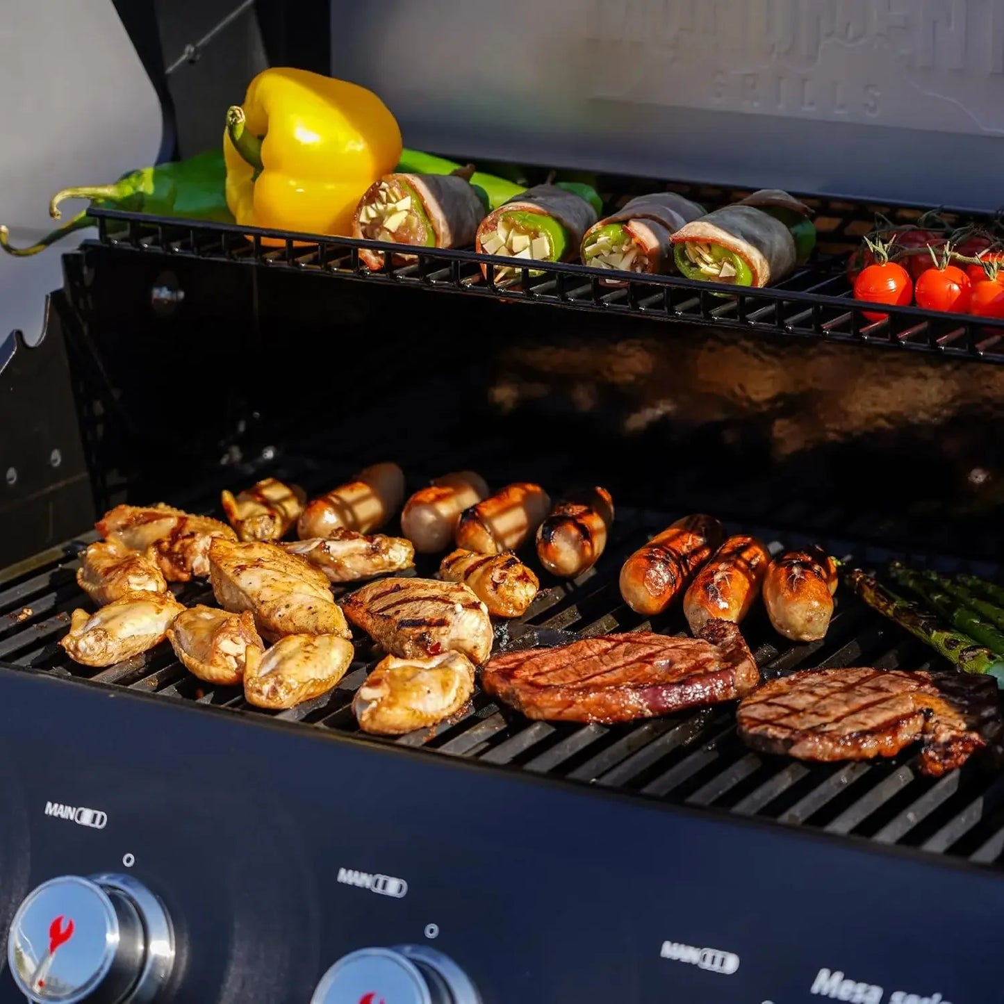 Outdoor Barbecue Stainless Steel 4 Burner Propane Gas Grill, 52,000 BTU Patio Garden Barbecue Grill with Side Burner
