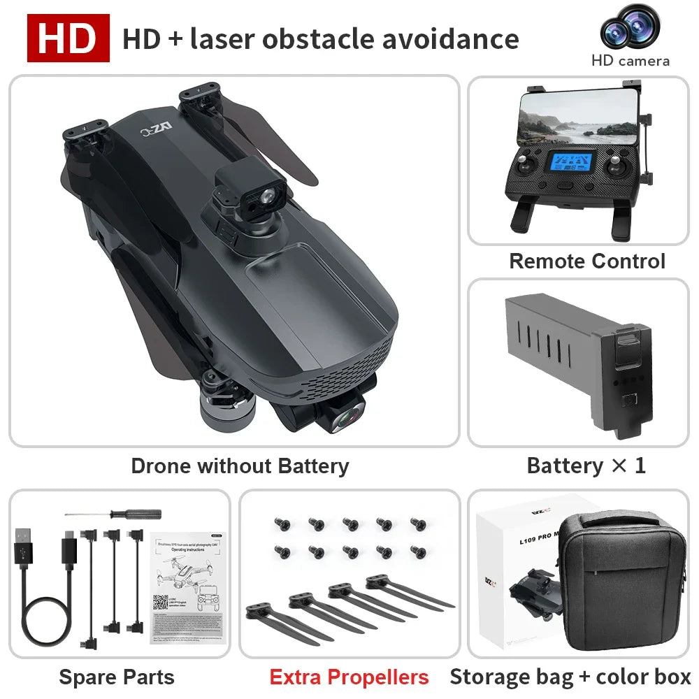 L109 PRO MAX RTS Drone 4K HD Dual Camera FPV 3-Axis Anti-Shake Gimbal Obstacle Avoidance Brushless Quadcopter Gifts Toys Drone