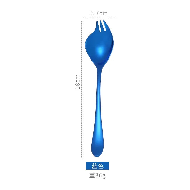 Salad Spork Stainless Steel Spork One Scoop Creative Salad Spoon Fruit Fork Dual-purpose Spork Kichen Accessories utensils