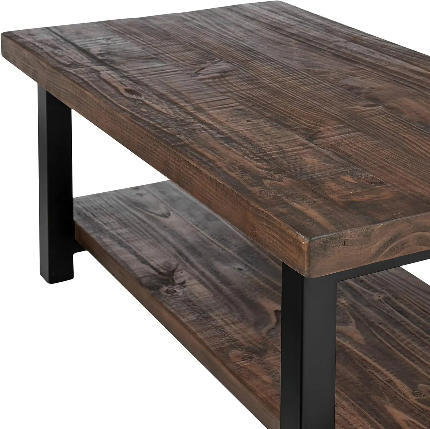 Furniture Coffee Pomona Industrial Modern Vintage Metal and Wood End Table, Easy Assembly, 42 in x 24 in x 18, Rustic Natural