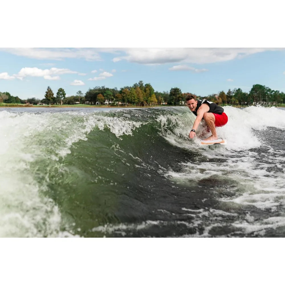 Surf Board, 63"x20.5" Wakesurfer Compression Molded Fiberglass Board with Dual Hook Grooves, Acrylic Surfboard