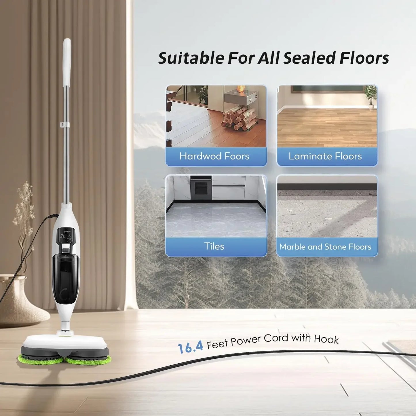 Spin Mop Cleaner Machine with Handheld Unit for Cleaning Electric Steamer Mops for Hardwood Laminate Floor, Grout