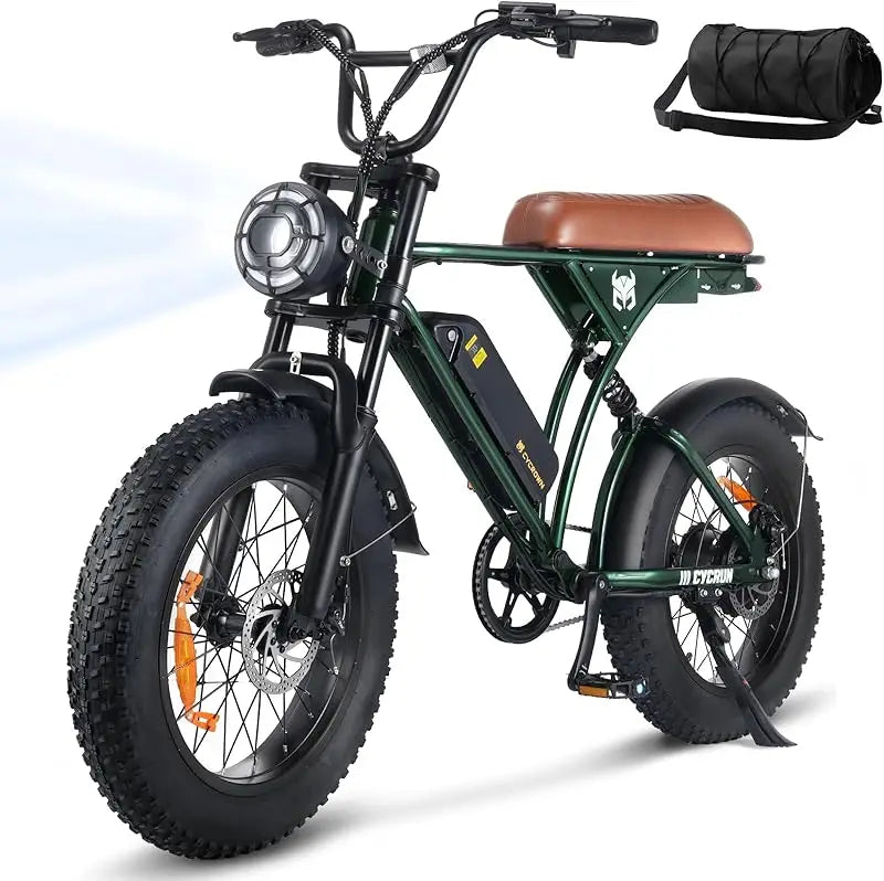 ACycRun Electric Bike 750W Motor with 374.4WH Battery, 20MPH 55Miles Moped Style Ebike for Adults, 20" Fat Tire Co