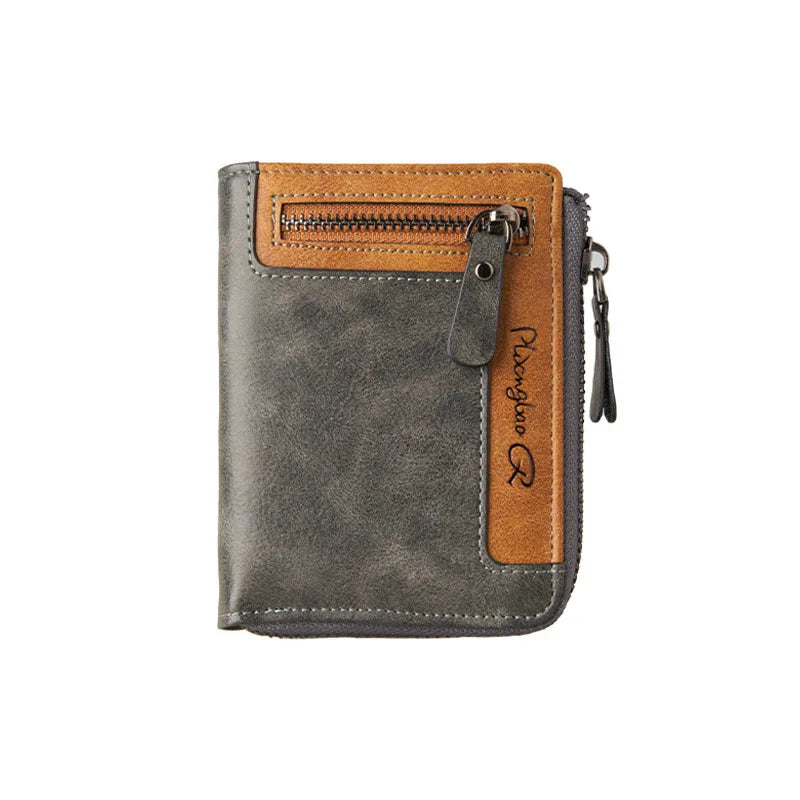 1pc Premium Retro Short Wallet for Men,Stylish Multifunction PU Leather Zipper Durable Wallet