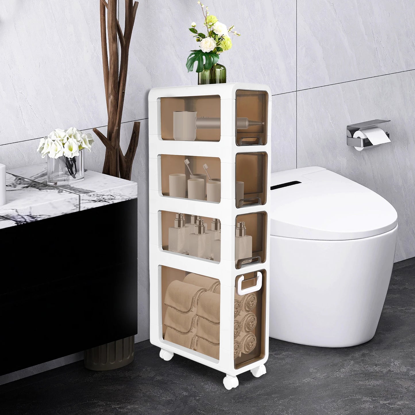 Bathroom Storage Rack – Narrow Gap Floor Cabinet for Toilet, Slim Space Organizer for Small Bathroom Storage