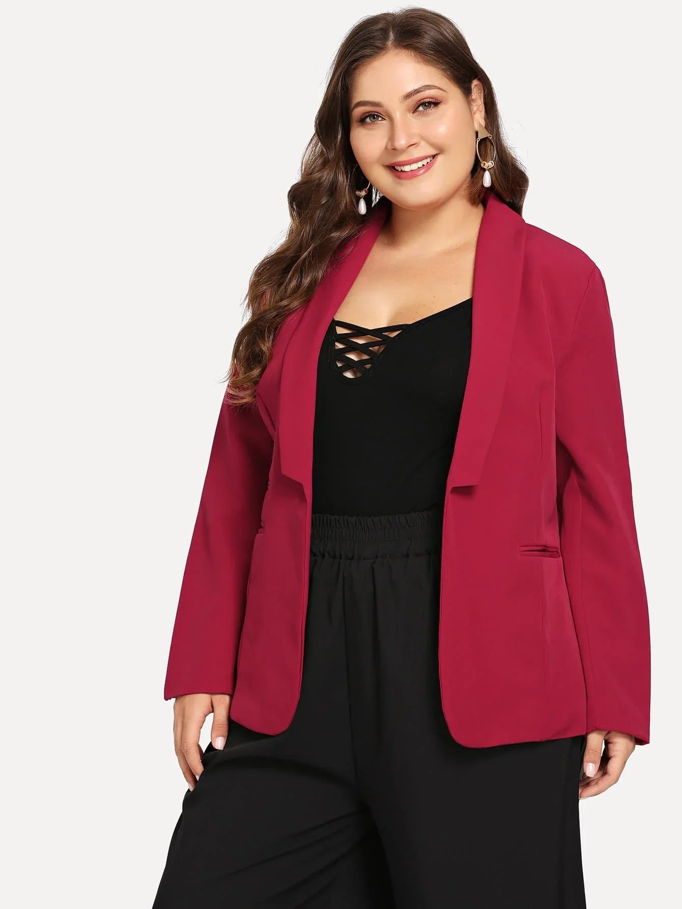 Plus Size Open Front Casual Blazer Women Long Sleeve Pocket Shawl Collar Spring Autumn Elegant Formal Office Blazer 5XL 6XL 7XL