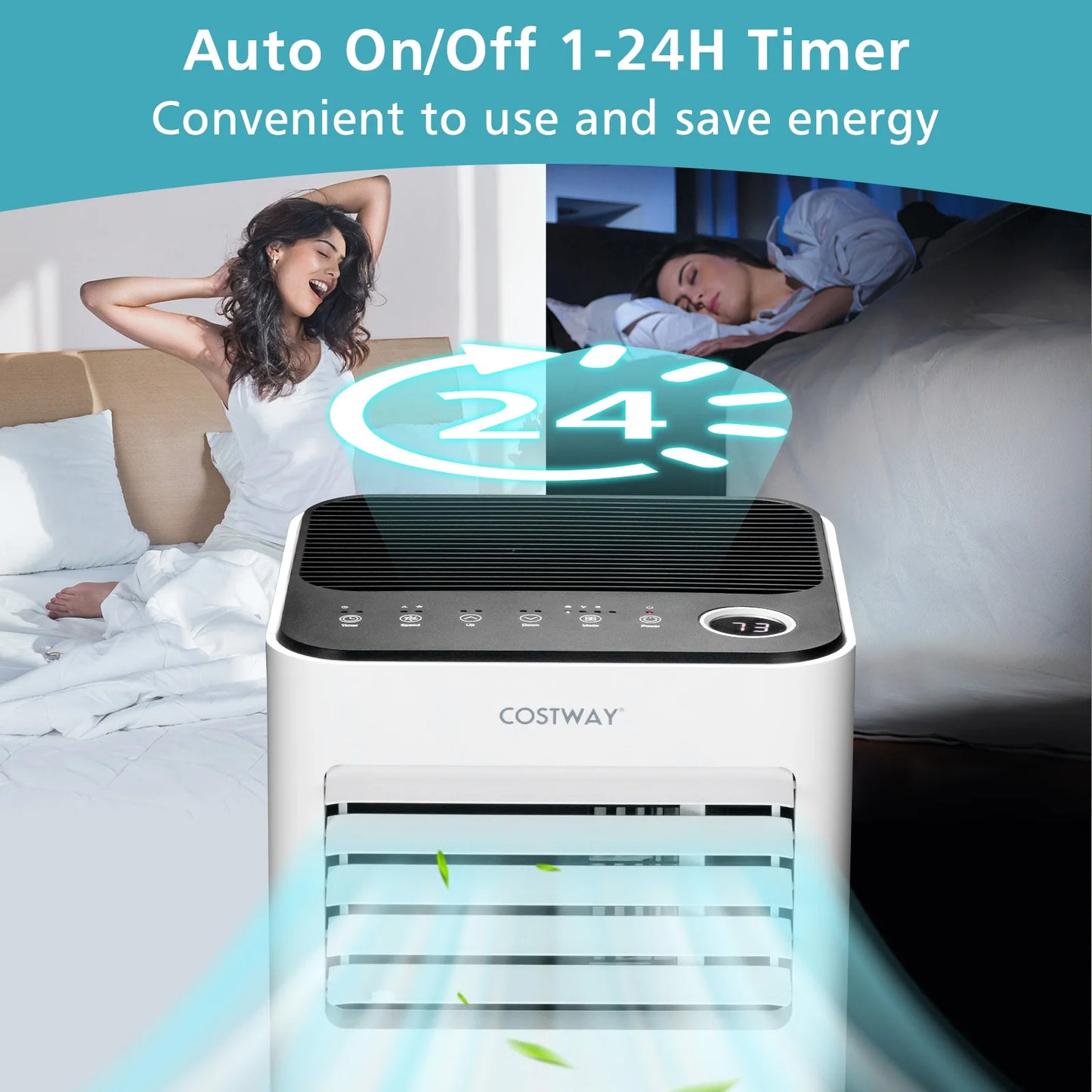 8000 BTU Portable Air Conditioner 3-in-1 Air Cooler with Fan Dehum Sleep Mode