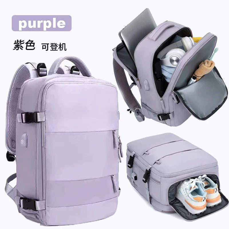 Large Capacity Multi-Function Women's Travel Backpack Bag Suitcase USB Charging School Bags Woman Luggage Lightweight Bagpacks