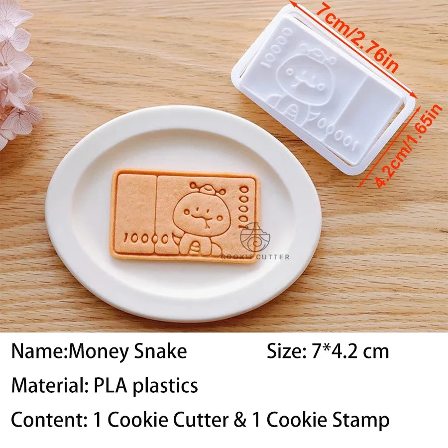2025 Chinese Snake Year Cookie Cutter Mold Fortune Blessing Biscuit Stamp Pastry Dessert Fondant Cake DIY Bakeware Kitchen Items