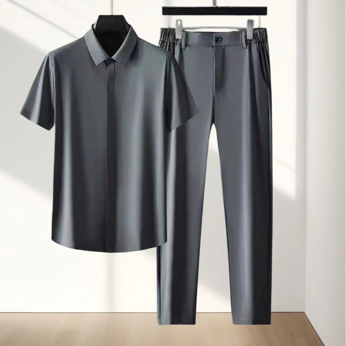 2024 Summer New Fashion Ice Silk Sports Suit Men's Casual Relaxed Comfortable Breathable High Quality Plus-Size Two-Piece Set