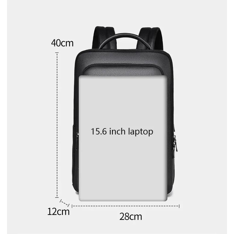 Men PU Leather Satchel Briefcase USB Charging Office Travel Laptop Executive Backpack Office Business Shoulder Back Pack Male