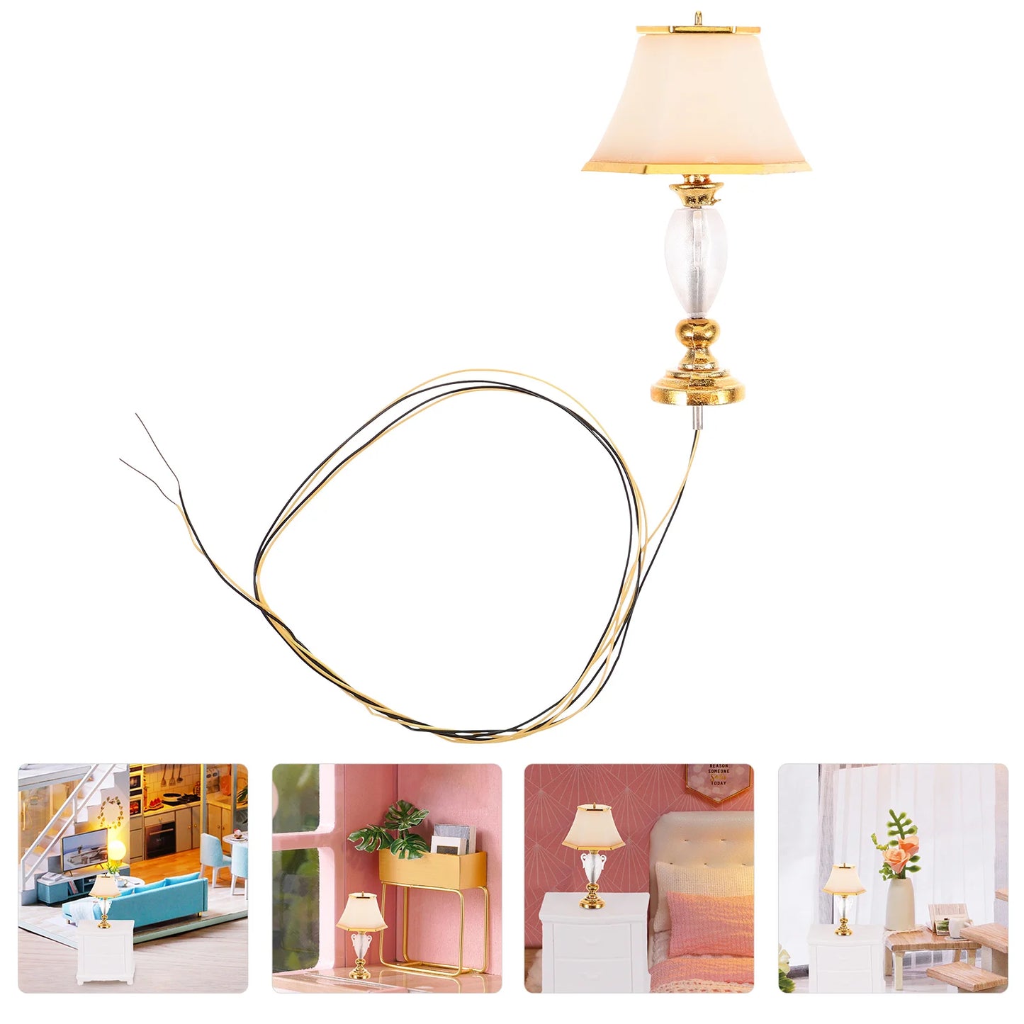 Dollhouse Table Lamp Miniature Model Light for Decor Adornment LED Accessory Ornament Furniture Bedside Lamps Standing Floor