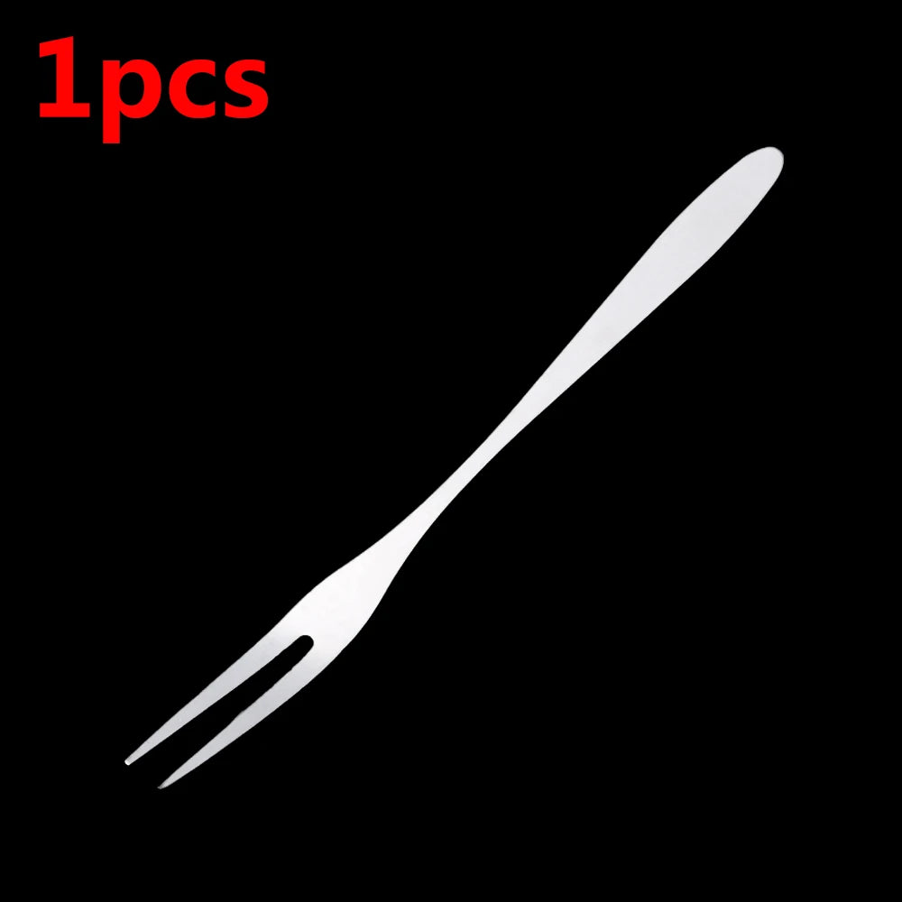 1/3/5Pcs Stainless Steel Fruit Forks Two-toothed Forks Small Cake Forks Western Multifunctional Household Kitchen Accessories