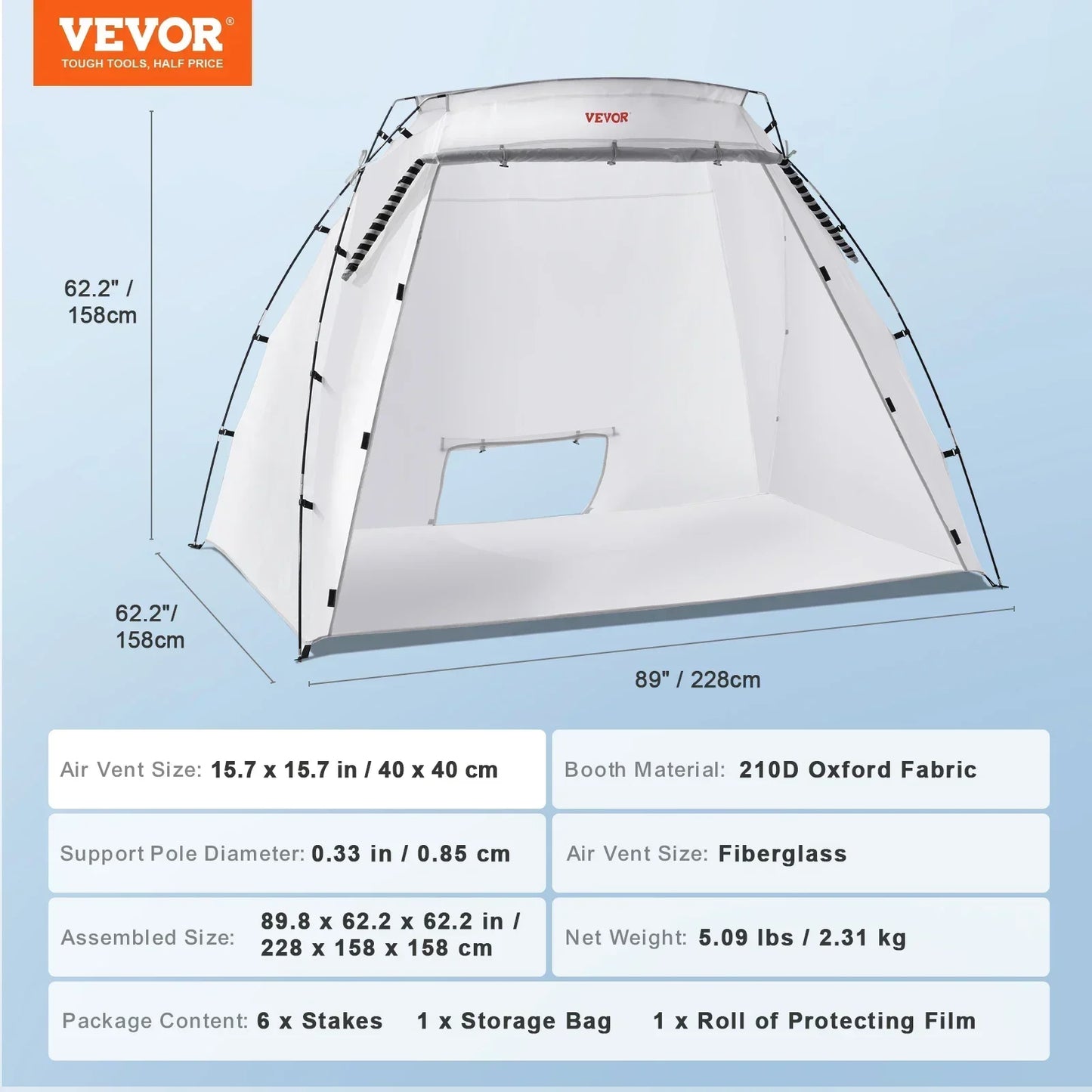 VEVOR Paint Booth Shelter Portable 7.5x5.2x5.2/10x7x6ft Foldable Spray Painting Tent for Furniture Craft Project DIY Hobby Tool