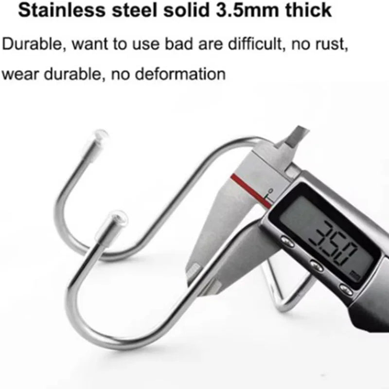 2PC 304 Stainless Steel Hook Free Punching Double S-Shape Hook Kitchen Bathroom Cabinet Door Back Type Coat Towel Storage Hanger