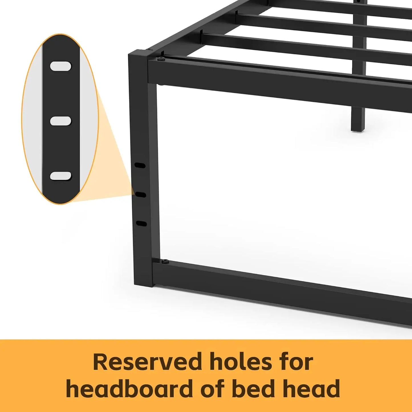 Elephance Queen Bed Frame With Storage Space 16 Inch Black Bedframe No Box Spring Needed Metal Platform With Heavy Duty Steel