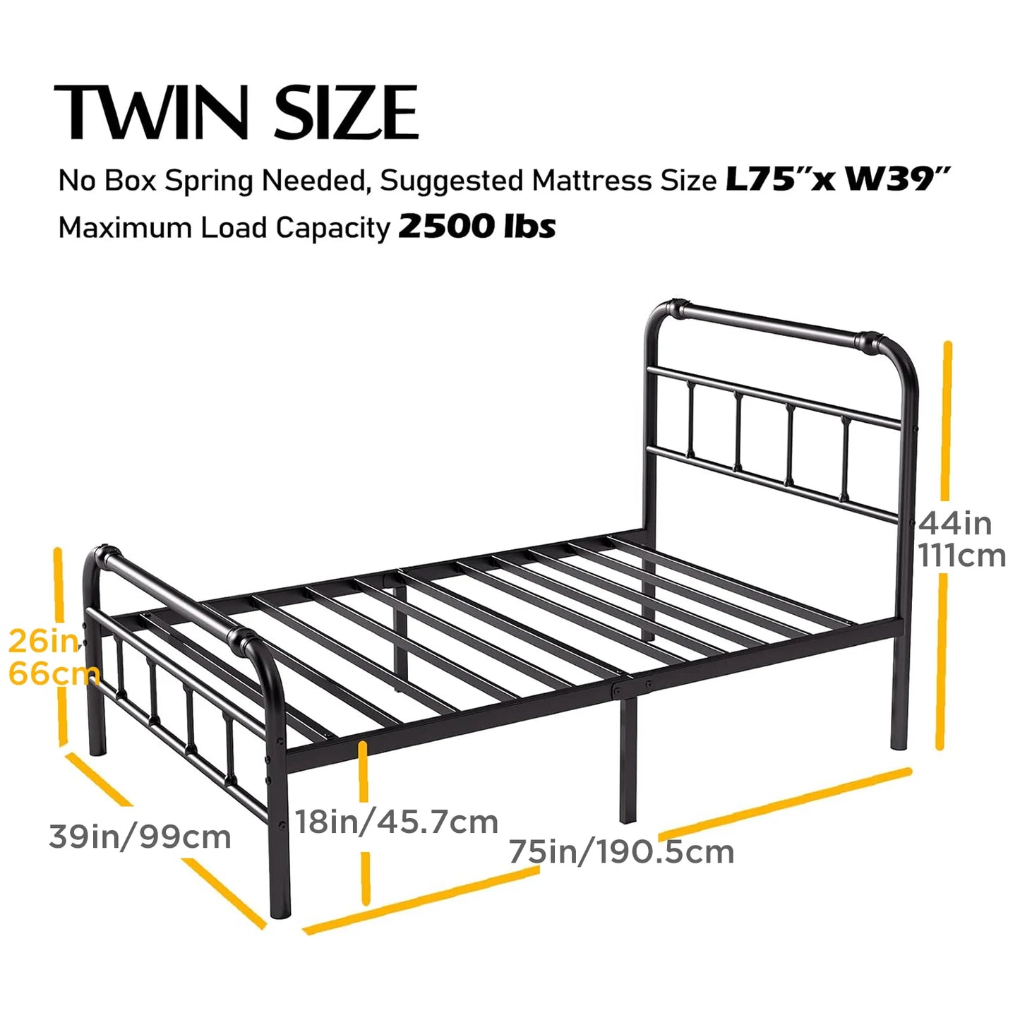 ZIYOO Metal Platform Bed Frame / Mattress Foundation with Steel Slat Support / No Box Spring Needed / Easy Assembly, king size