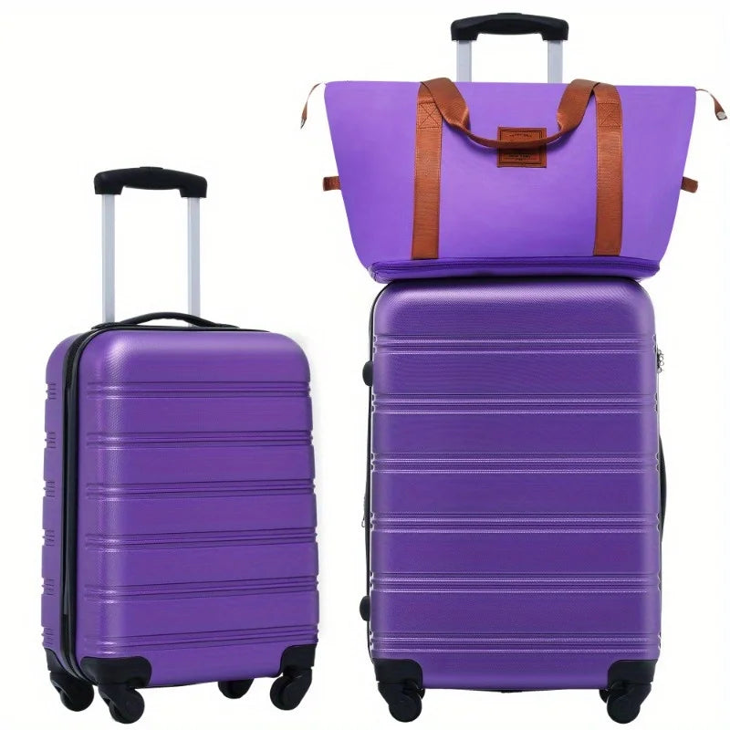 Hard shell suitcase Set 2 + bags Rotating suitcase with TSA lock lightweight 20 "+ 24"