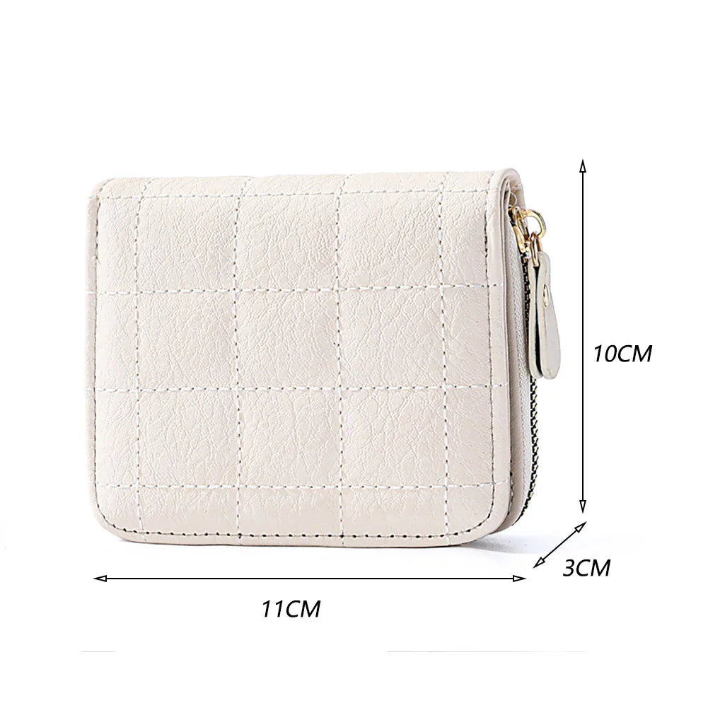 Women Men Coin Purse Simple PU Leather Wallet Zipper Solid Color Bifold Design Daily Men Card Holder Accessories