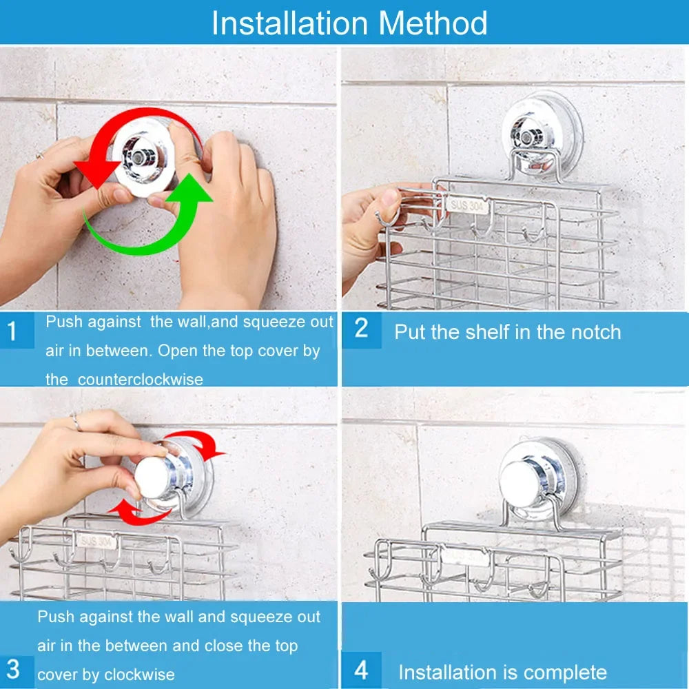 1/2Pcs Stainless Steel Shelves Bathroom Shower Shelf Dual Sucker Shelf Wall Mount Shelf Shampoo Holder Basket Bath Room Hardware