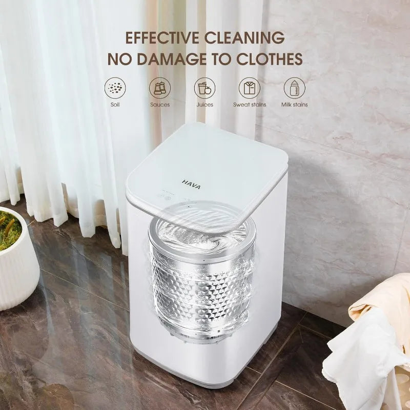 Portable Washing Machine, Small Washer 0.8 Cu. Ft. Capacity, Fully Automatic with 8 Wash Cycles, Touch Button & LED Display