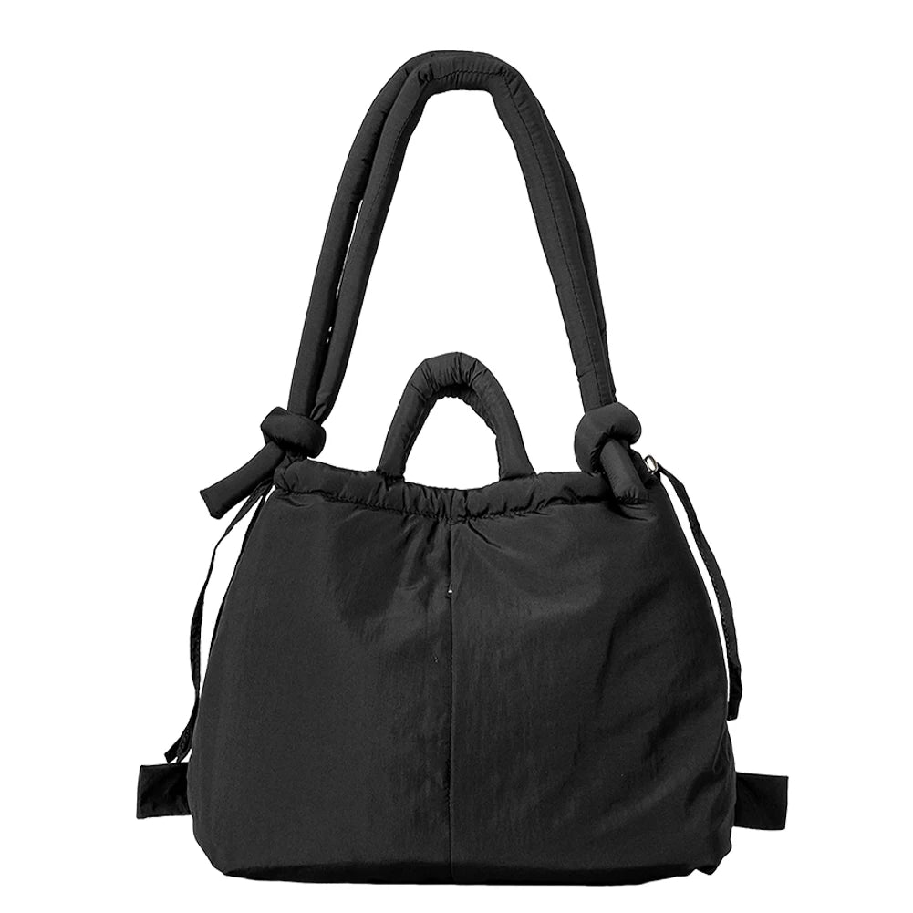 Women Padded Shoulder Bag Puffer Tote Bag Lightweight Drawstring Bucket Bag Stuffing Crossbody Bag Tote Handbag Puffy Sling Bag