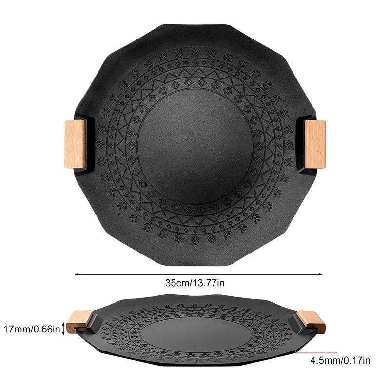 35cm Korean Nonstick Frying Pan Outdoor BBQ Plate Camping Grill Pan Multifunctional Barbecue Grill Pan Frying Pan Fried Steak