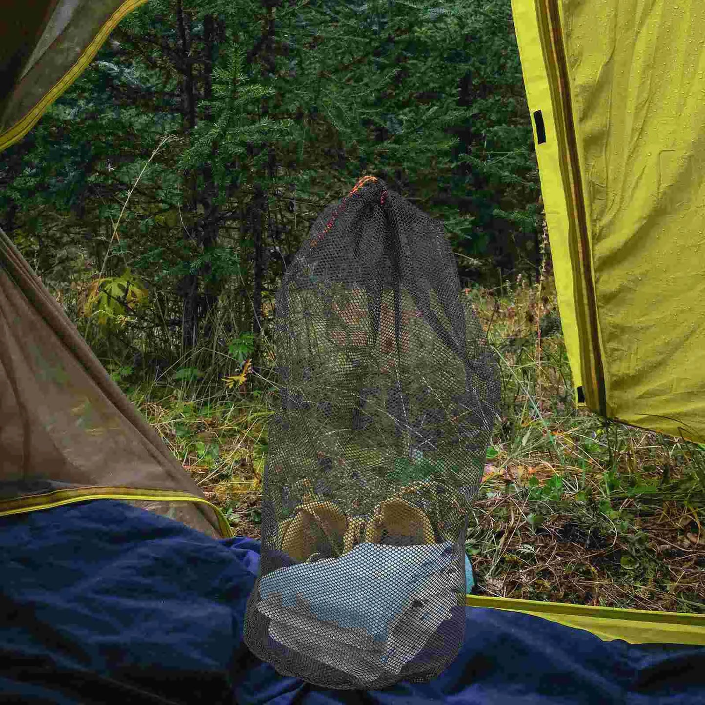 Outdoor Camping Sleeping Bag Storage Sack Travel Stuff Sacks Backpack Drawstring for Backpacking Hexagonal Mesh Cloth