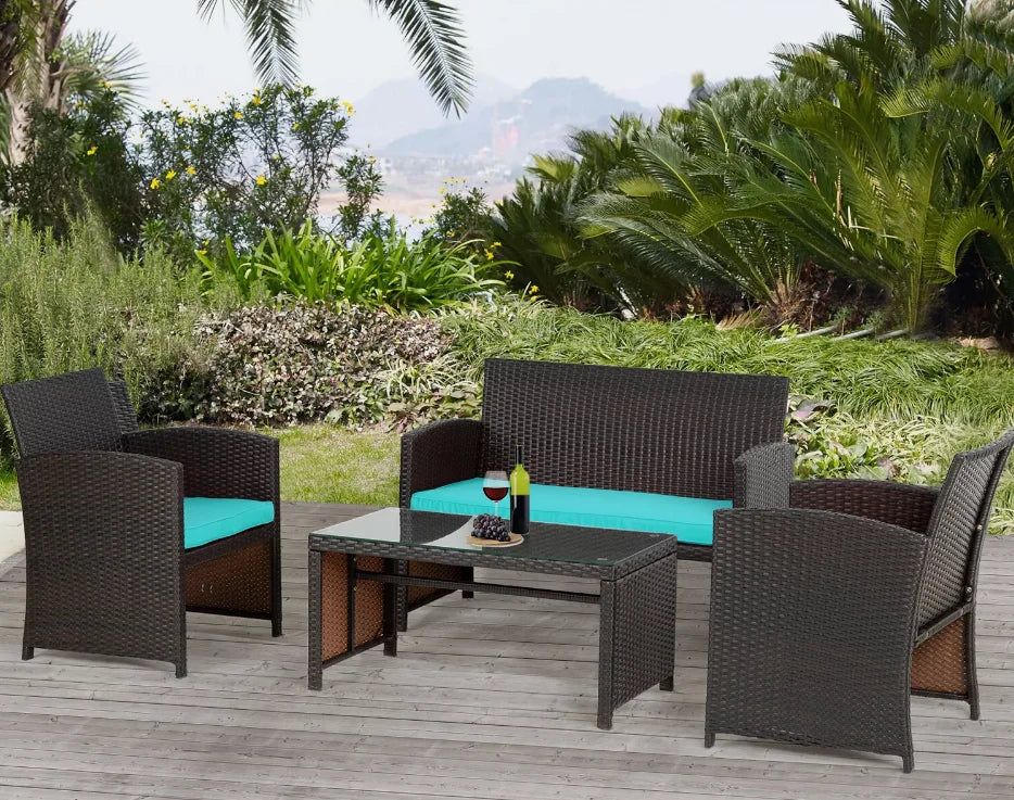 4-piece outdoor patio furniture Rattan chair Patio furniture wicker