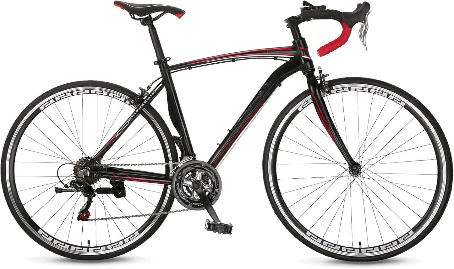 14-21 Speed Road Bike with Light Aluminum Alloy Frame, 700C Wheelwith Dual Disc/V Brakes, Adult Faster Racing Bike