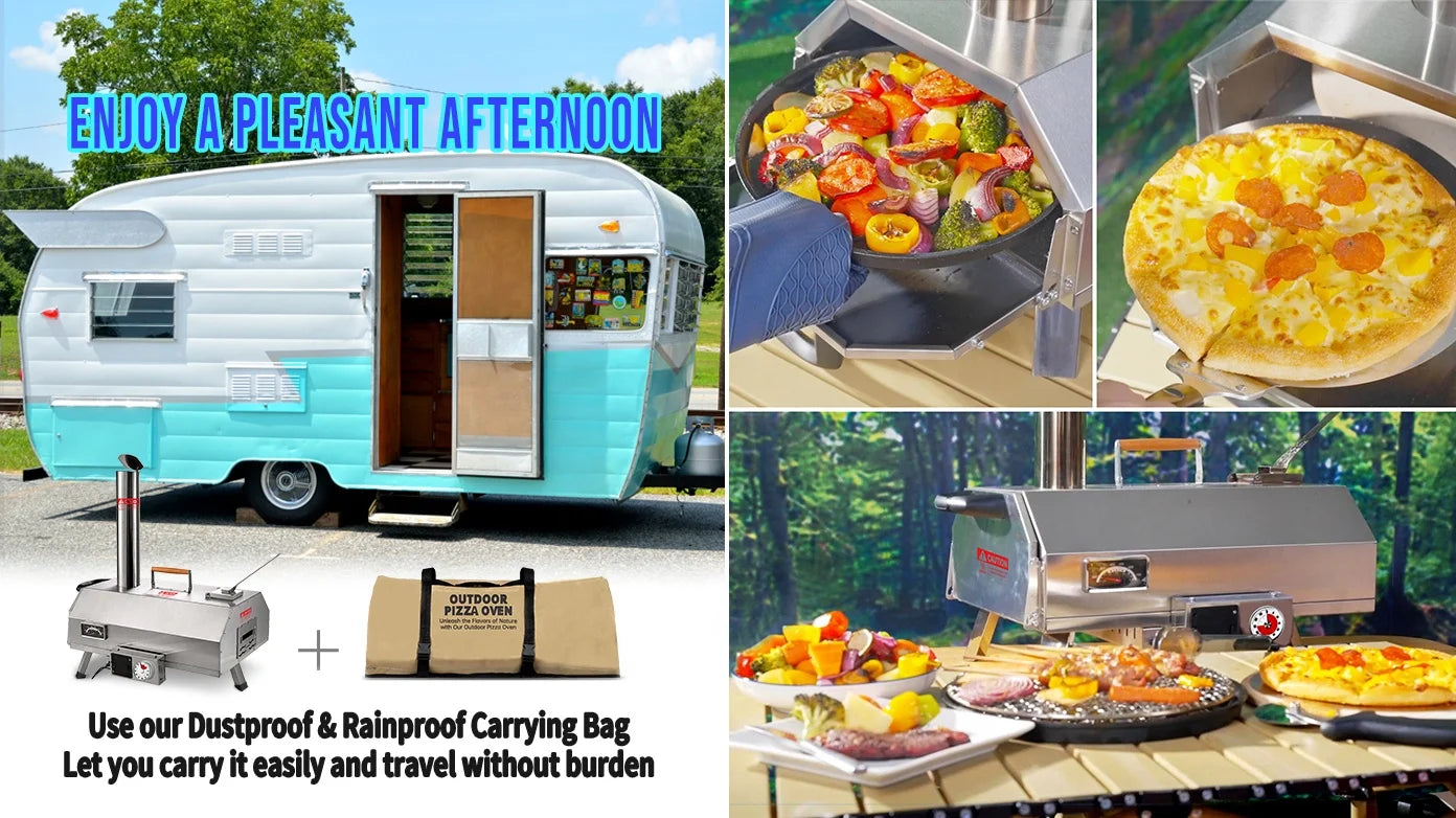Pizza Machine Maker Automatic Rotating Bbq Grill Outdoor Wood Fired Pizza Oven