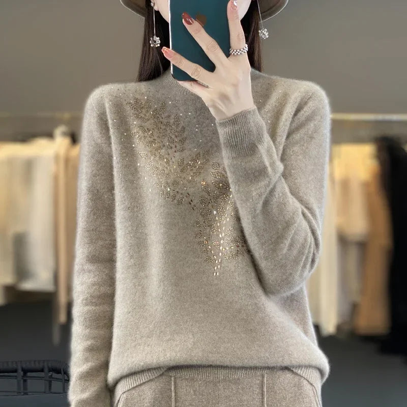 Women Sweaters Thick Warm Autumn Winter Mock Neck Fashion Pullovers Long Sleeve Basic Jumper Knit Bottoming Shirt Korean Sweater