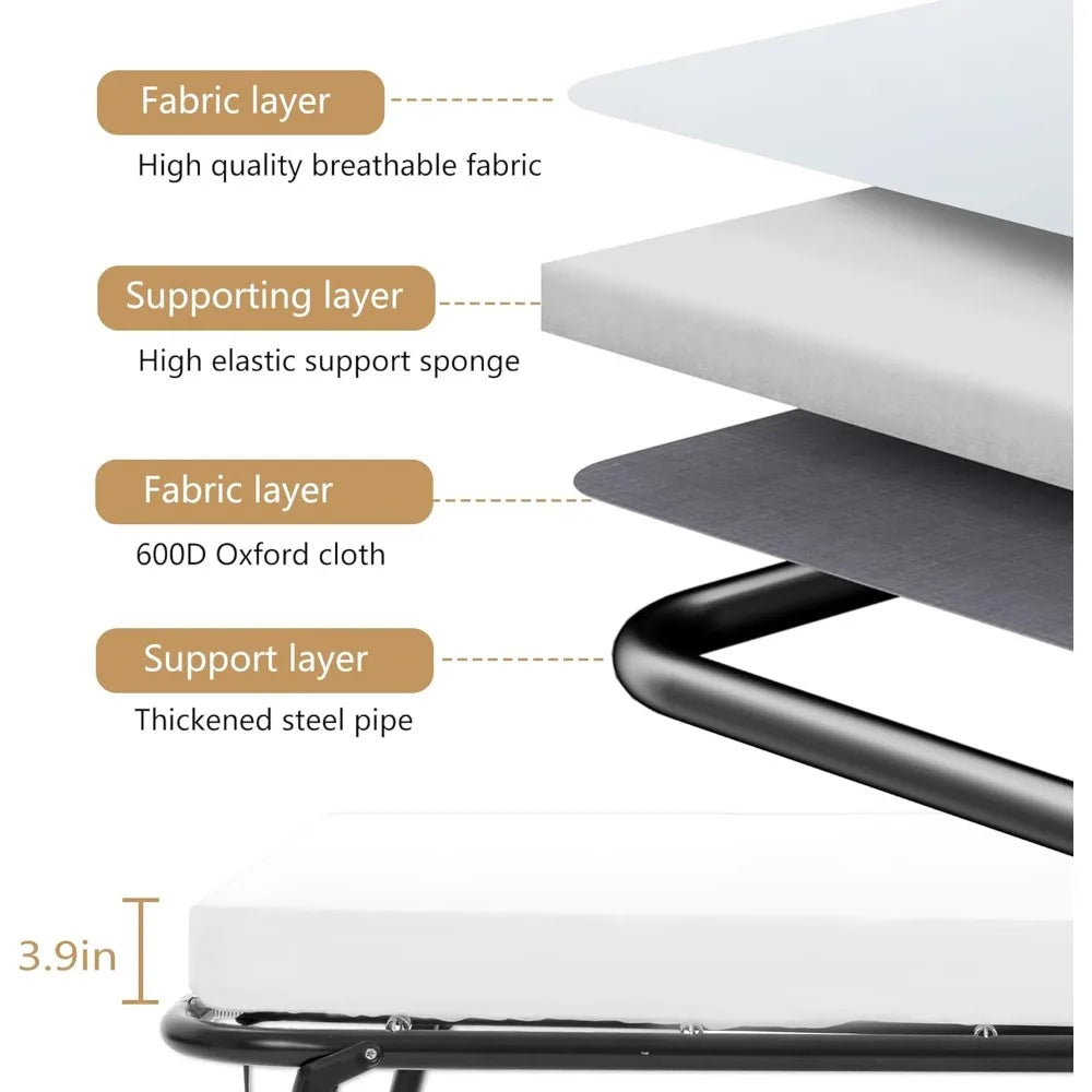 Guest folding bed Portable bed folding bed frame, with 3.9 inch comfortable foam mattress, solid frame L77 * W31 * H12 inches