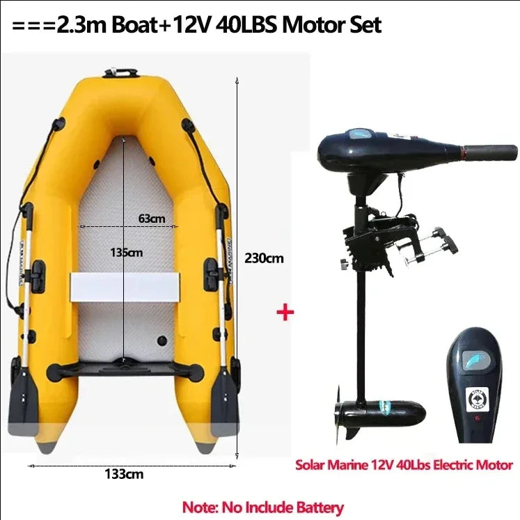 2.3~3.3m Assault Boat with Motor Set 0.9mm PVC Wear Resistance Slat Air Deck Kayaking LUYA Fishing Boat with 2+1 Air-chambers