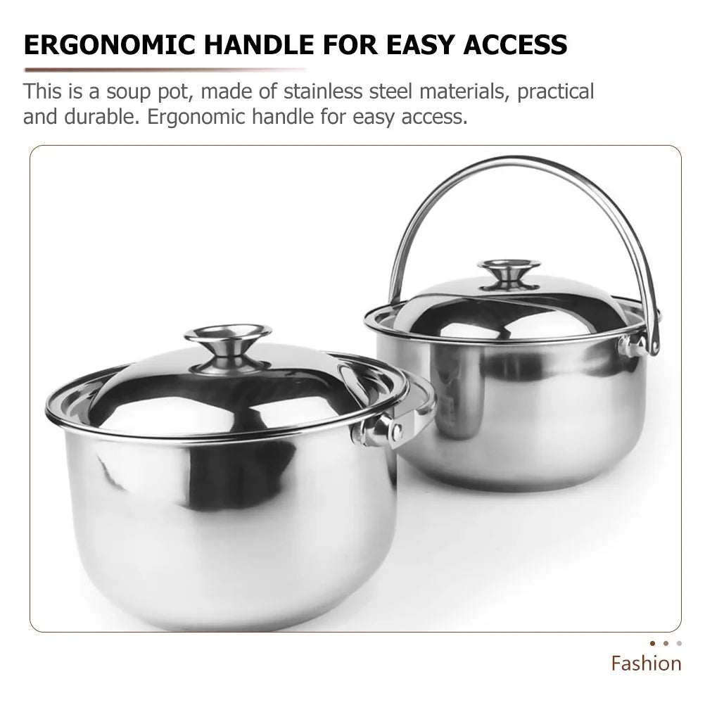 Stainless Steel Cooking Pot Handle Soup for Home Saucepan Utensil Household with Lid Stock Work Hot