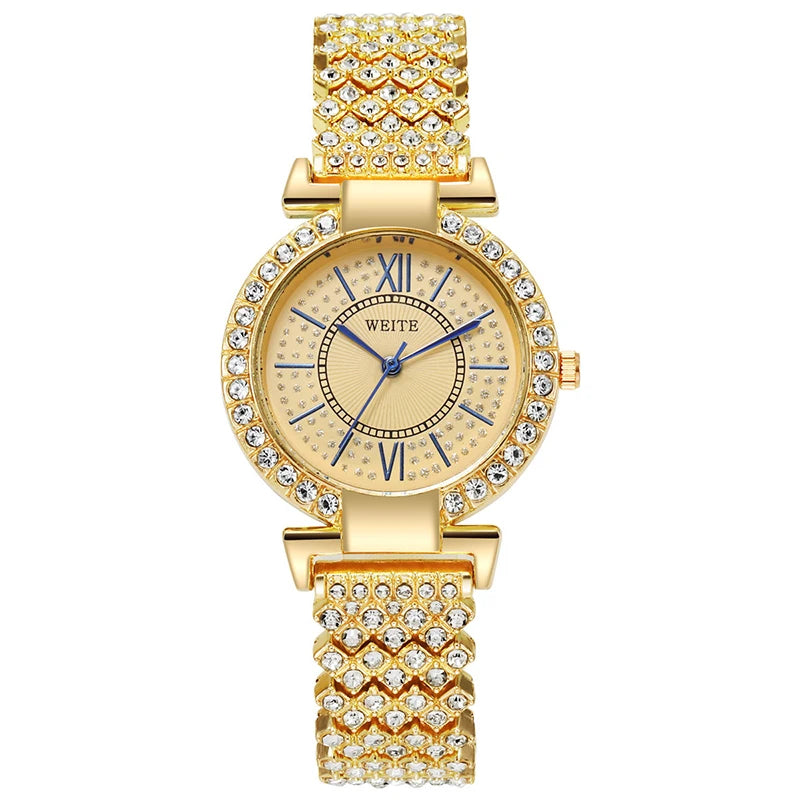 H11 Fashion Roman Pattern Diamond Ladies Watch for women Quartz Women's Watch Girls Lady Clock Bracelet Chains